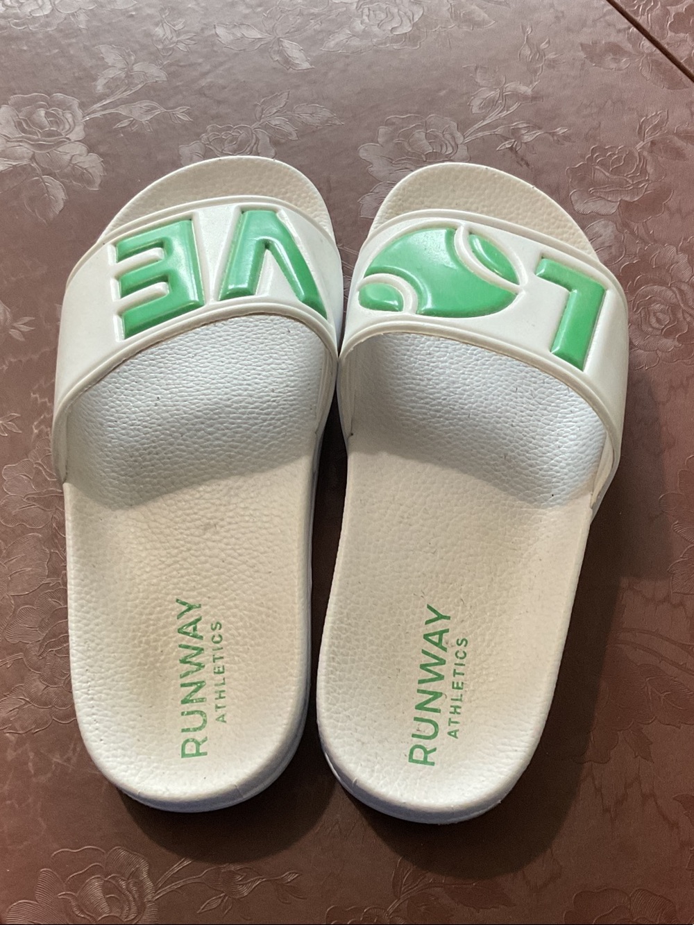 Runway Athletics Women's White & Mint Slide Sandals